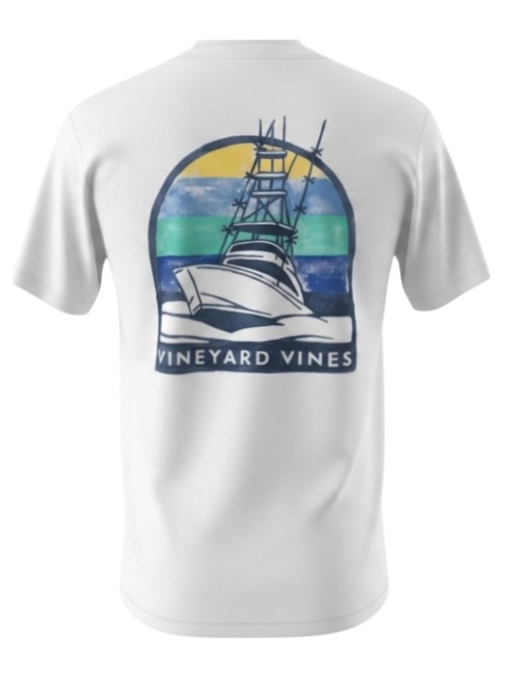 Vineyard Vines White Sport Fisher Graphic Pocket Short Sleeve T-Shirt Medium